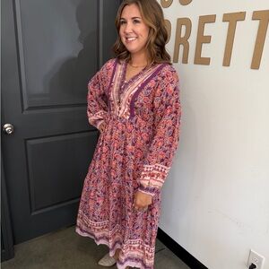 Elegant Floral Long Sleeve Dress